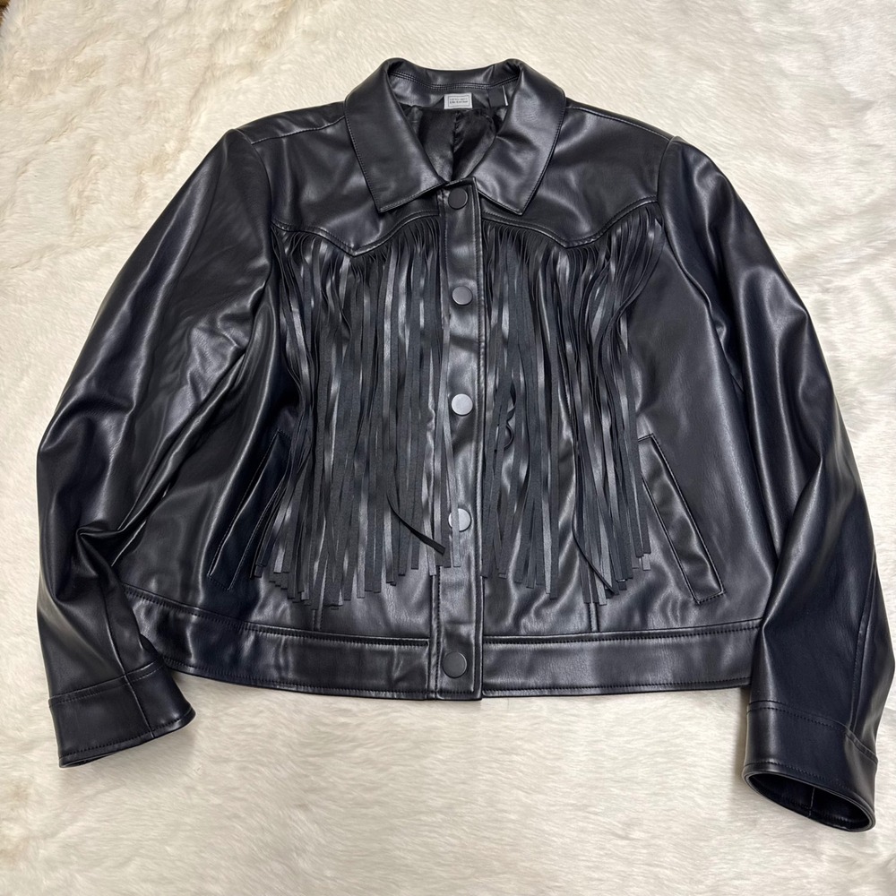 NWOT G by Giuliana Faux Leather‎ Fringe Tiger Graphic Jacket XL Biker Festival - Picture 4 of 6